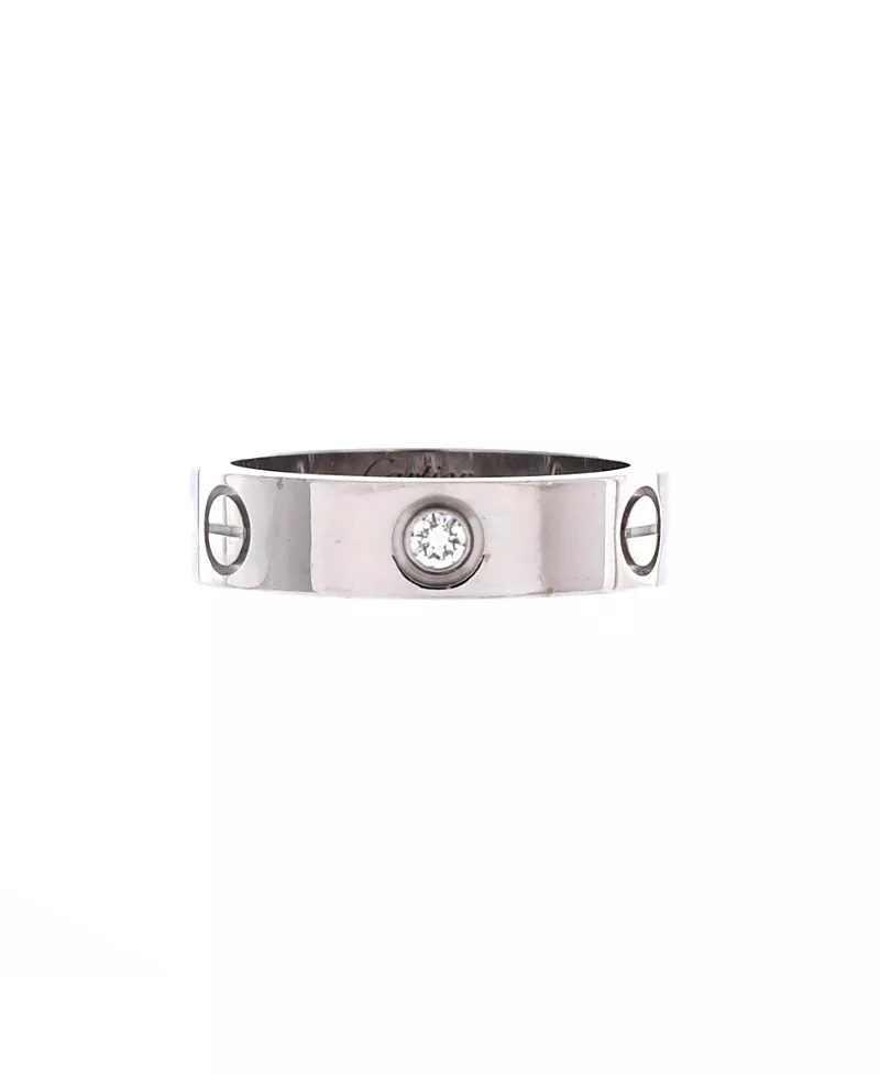 Pre-Owned Cartier Love 3 Diamonds Band Ring 18K White Gold with Diamond