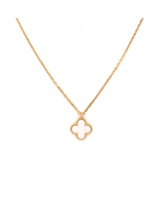 Sweet Alhambra Pendant Necklace 18K Gold and Mother of Pearl, 16"