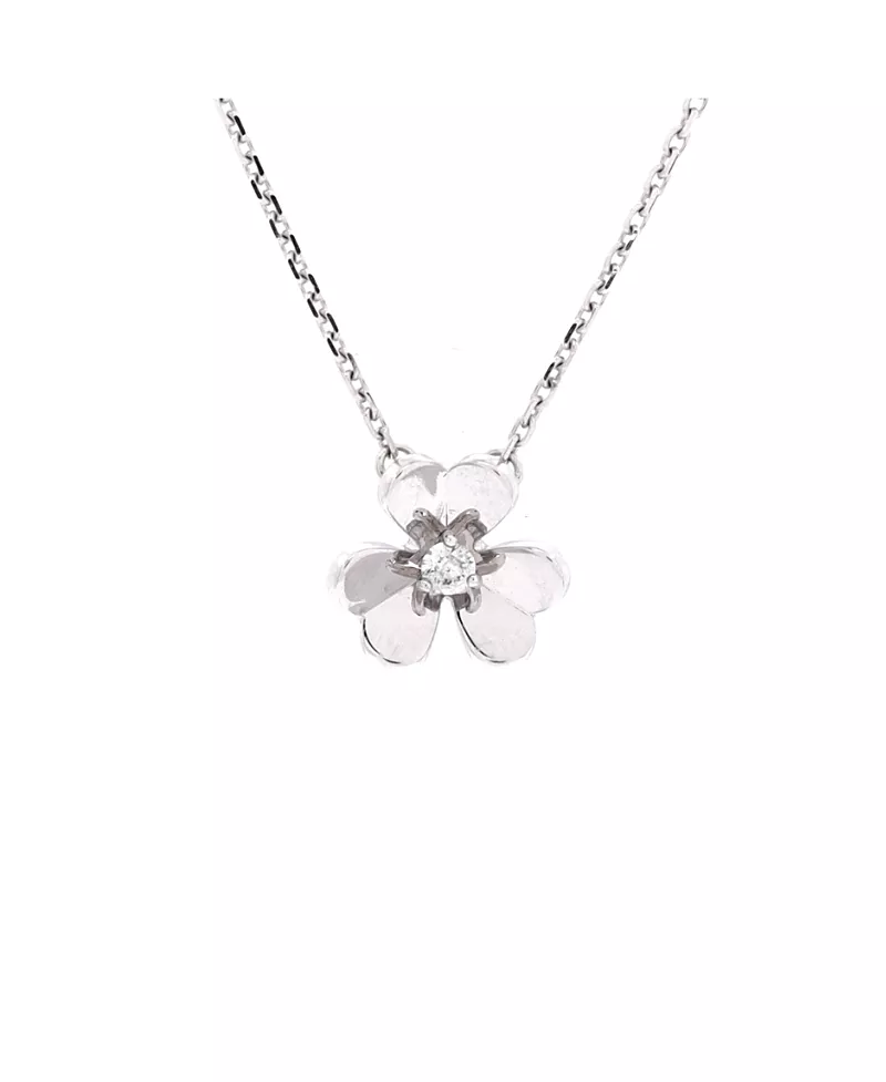 Pre-Owned Van Cleef & Arpels Mini Frivole Pendant Necklace 18K White Gold and Diamond, .6