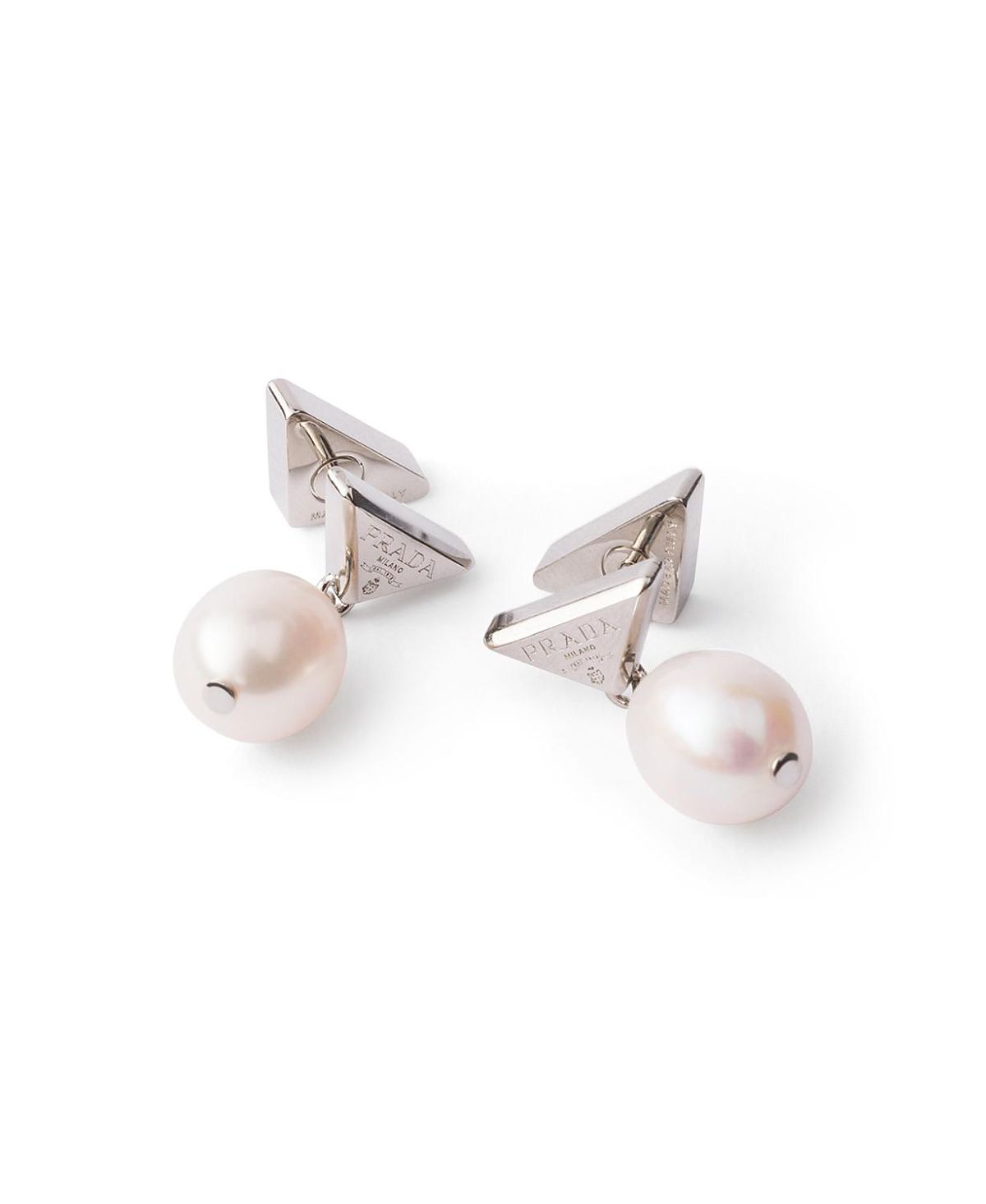 Prada Metal Earrings with Pearls