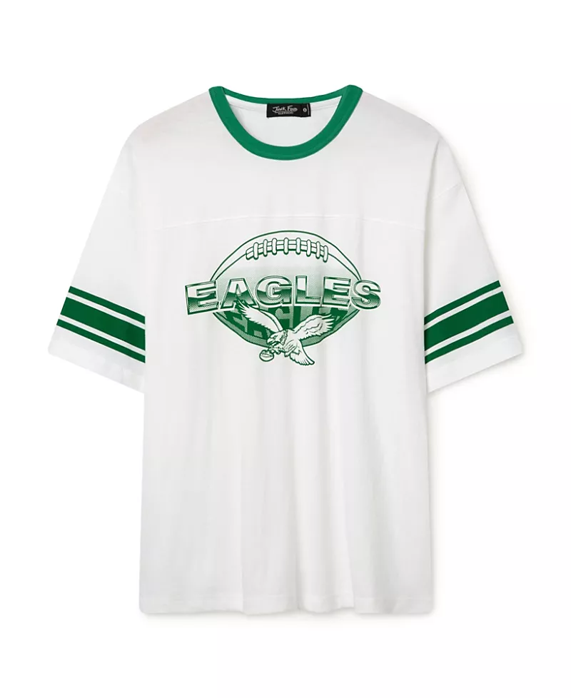 Junk Food Clothing Unisex Nfl Philadelphia Eagles Oversized Striped Ringer Tee