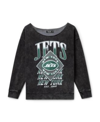  Women's NFL New York Jets Off Shoulder Cropped Fleece