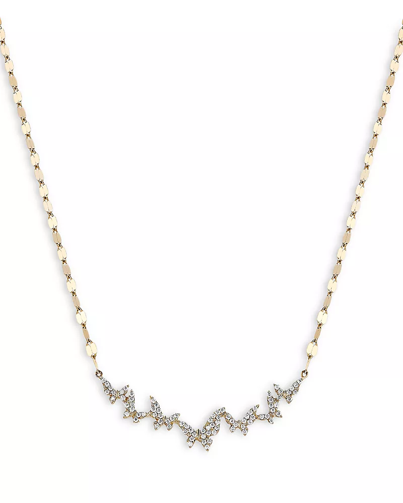 Lana 14K Yellow Gold Diamond Butterfly Collar Necklace, 0.38 tcw