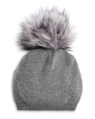 Wool & Cashmere Faux Fur Pom-Pom Beanie