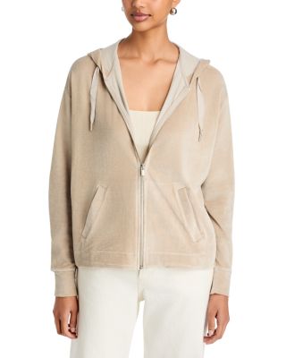 Velour Long Sleeve Zip Hoodie