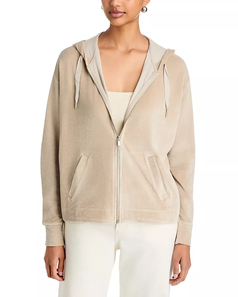Majestic Filatures Velour Long Sleeve Zip Hoodie
