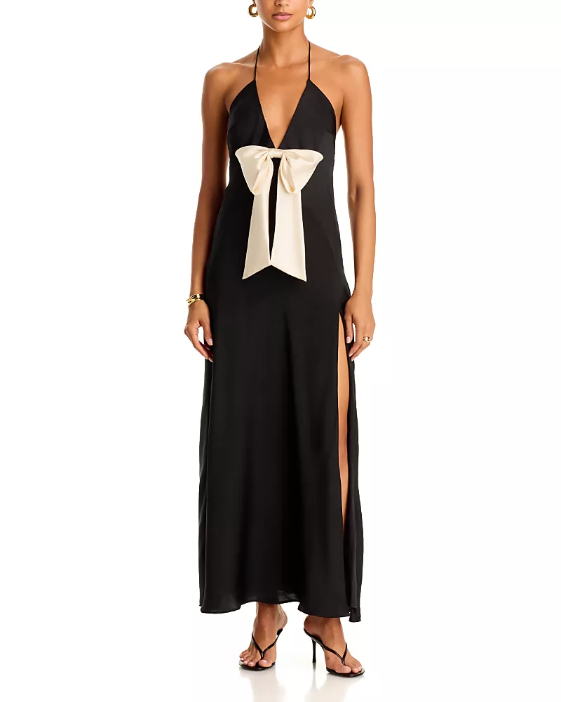 Bardot Lavina Bow Halter Maxi Dress