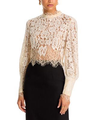Georgia Mock Neck Long Sleeve Lace Top