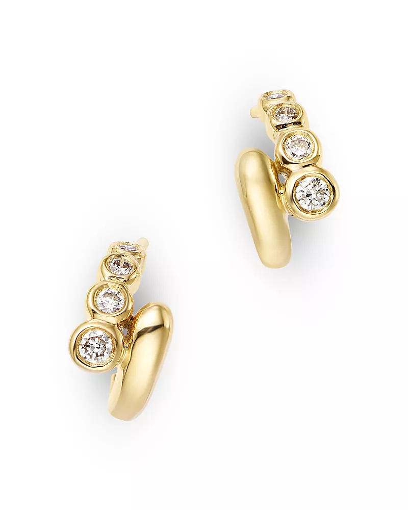 Zoe Chicco 14K Yellow Gold Diamond Graduated Bypass Huggie Hoop Earrings, 0.23 tcw