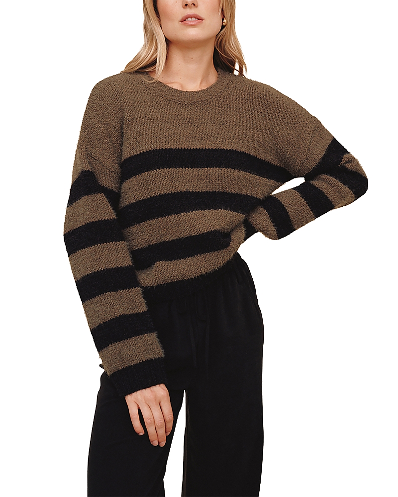 Bella Dahl Crewneck Drop Shoulder Sweater In Animal Print