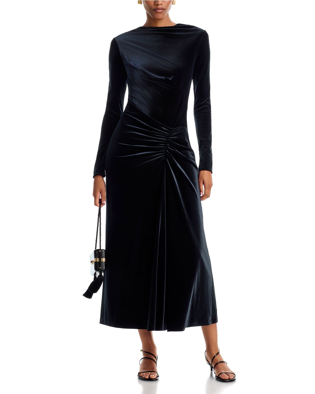 Ferrrera Draped Velvet Midi Dress thumbnail 3