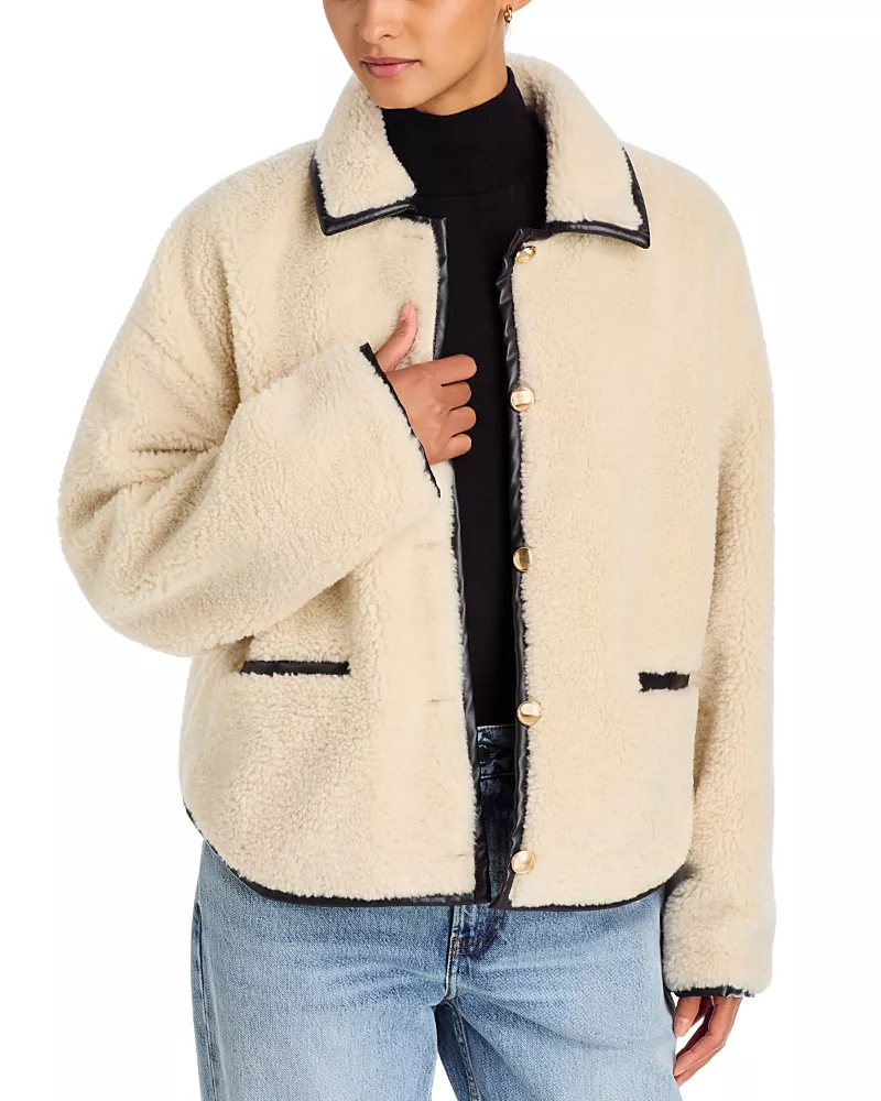 a. ren Lyndon Long Sleeve Sherpa Button Down Jacket