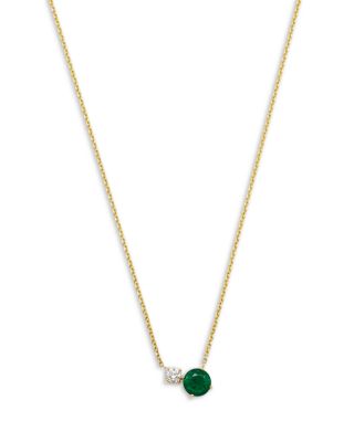 Bloomingdale's Fine Collection Diamond & Emerald Pendant Necklace in 14K Yellow Gold, 16