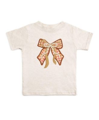 Girls' Cinnamon Plaid Bow Patch Short Sleeve T-Shirt - Big Kid