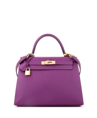Kelly 28 Handbag Purple Epsom with Gold Hardware