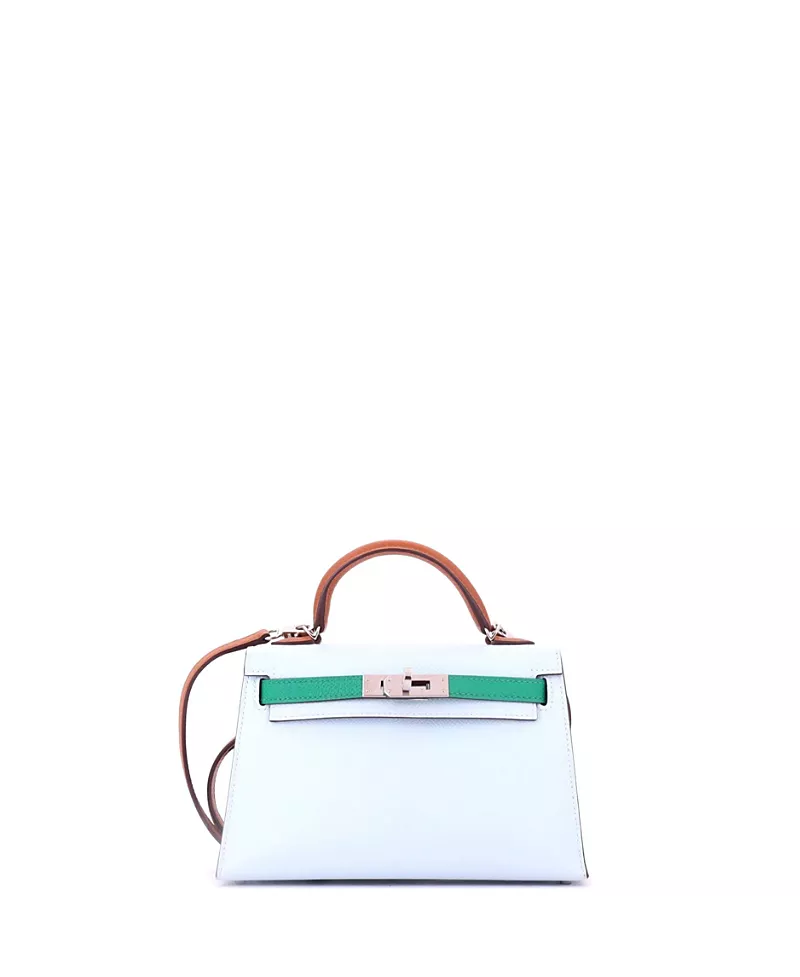 Pre-Owned HERMES Kelly 20 Handbag Tricolor Epsom with Palladium Hardware