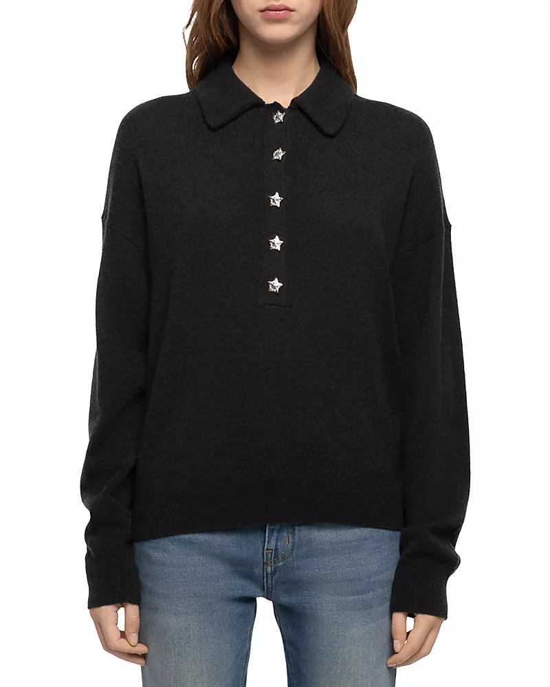 Zadig & Voltaire Soula Bijoux Cashmere Polo Sweater