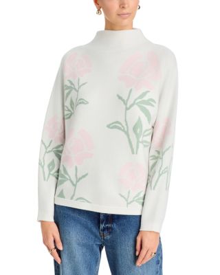 Rose Jacquard Funnel Neck Sweater