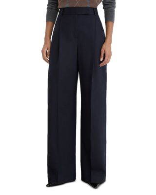 Petites Luna Wool Blend Pleated Wide Leg Pants