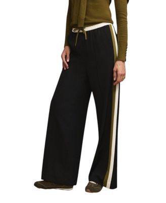  Women's Side Stripe Tie Waist Wide Trousers