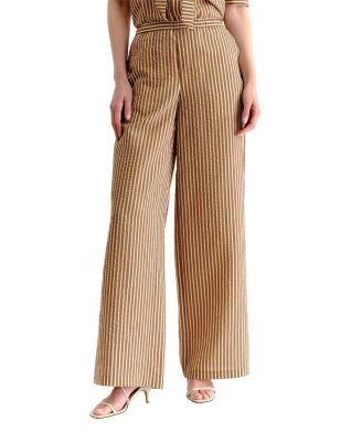 Olivia Wide-Leg Striped Seersucker Pants