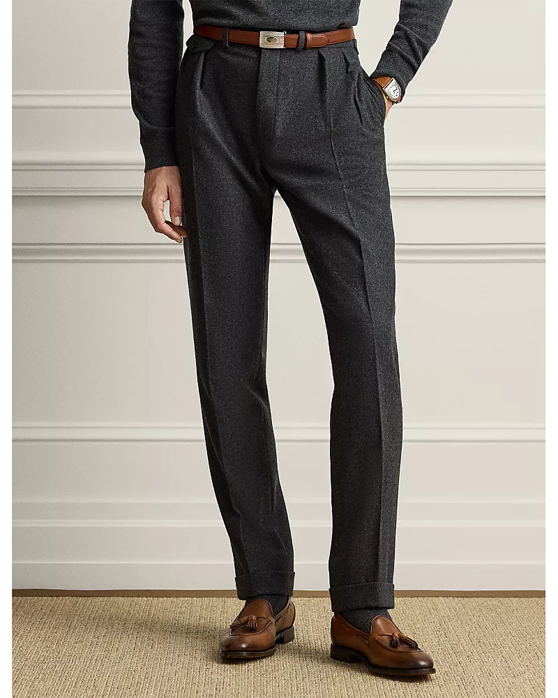 Ralph Lauren Purple Label Hand Tailored Flannel Straight Fit Pants
