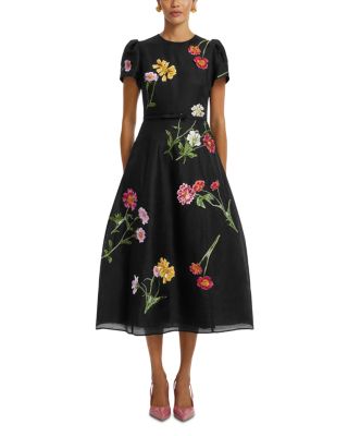 Marguerite Embellished Linen & Silk Midi Dress