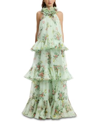 Thalia Printed Silk Tiered Maxi Dress 