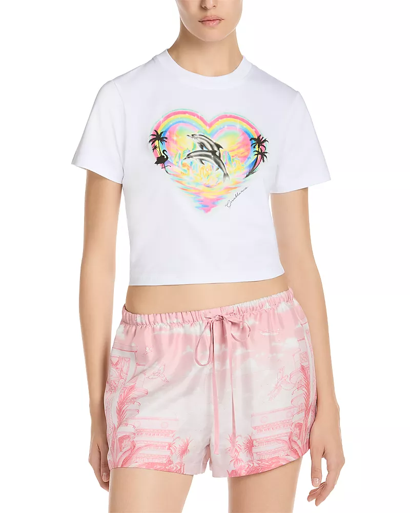 Casablanca Love of the Game Stretch Cotton Cropped Graphic Tee