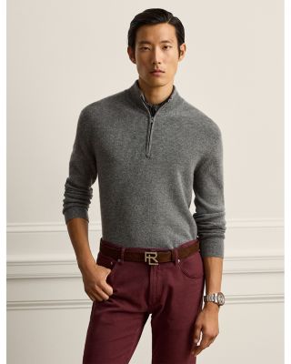 Textured Cashmere Quarter Zip Sweater