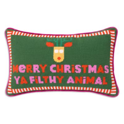 Merry Christmas Ya Filthy Animal Needlepoint Pillow