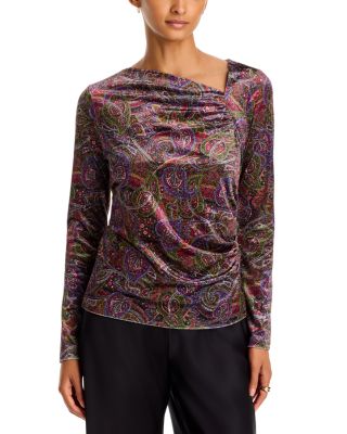 Stretch Velvet Asymmetric Top