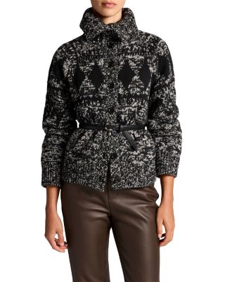 Vince Boxy Marled Fair Isle Wool Blend Cardigan