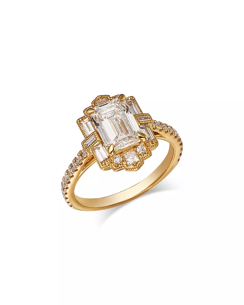 Bloomingdale's Fine Collection Luxe Collection Certified Lab Grown Diamond Mixed Cut Engagement Ring in 18K Yellow Gold, 2.65 tcw