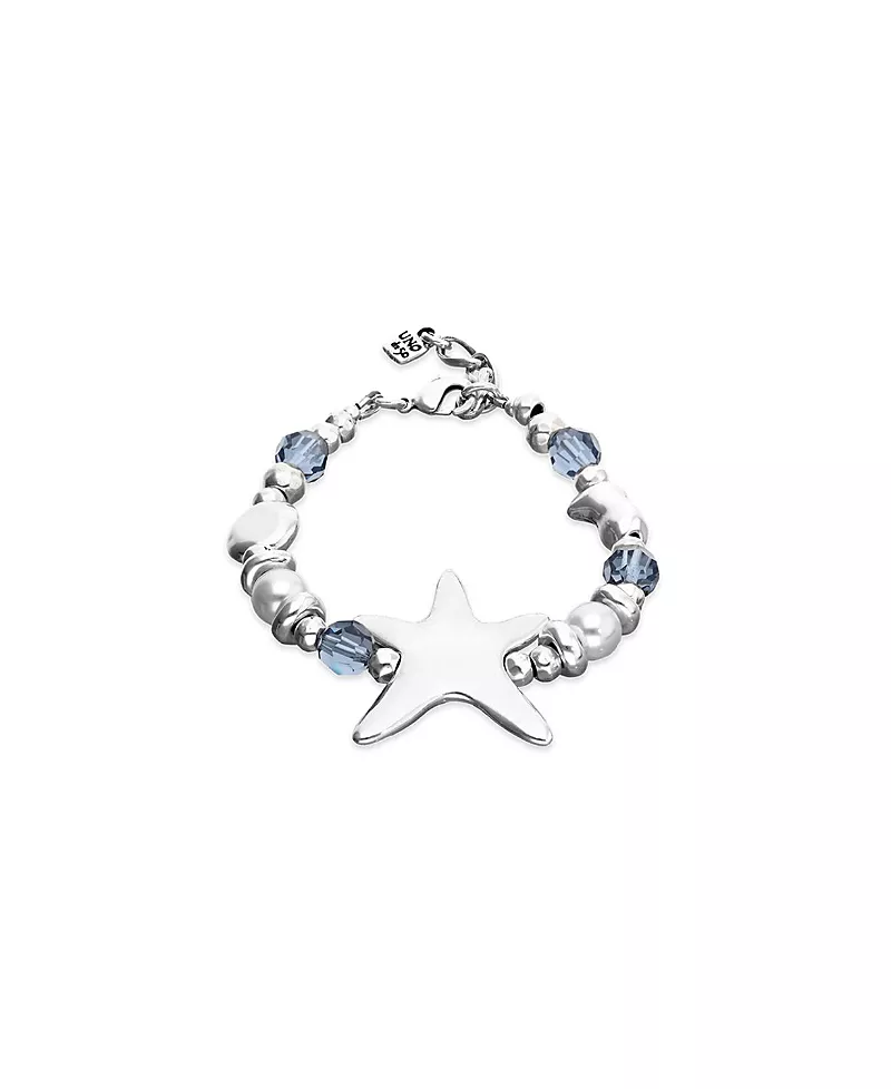 UNOde50 Silver Tone Bracelet with Blue Faceted Crystals and Star
