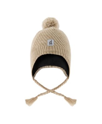  Unisex Winter Peruvian Fleece Lined Ear Flap Knit Hat with Pompom - Little Kid, Big Kid