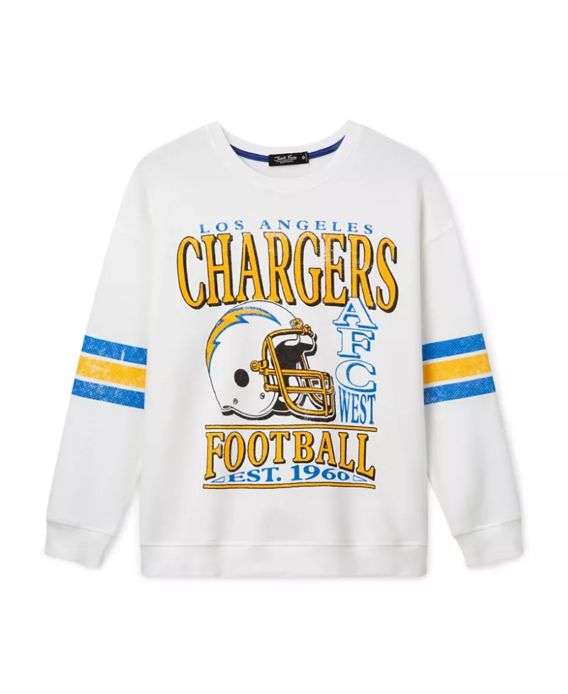 Junk Food Clothing Women's Nfl Los Angeles Chargers Oversized Striped Fleece