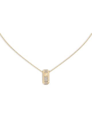 Messika 18K White Gold Moderniste Diamond Pav"&eacute; Hexagon Pendant Necklace, 0.15 tcw