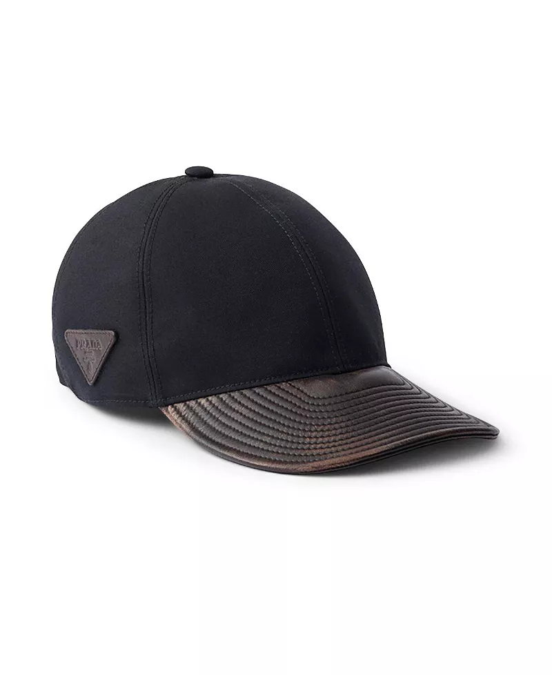 Prada Technical Cotton and Leather Baseball Cap