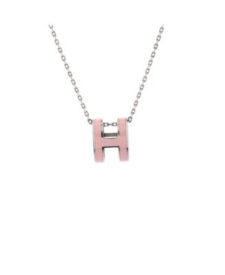 Pop H Pendant Chain Necklace Metal and Enamel, 16"