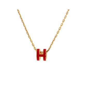 Mini Pop H Pendant Chain Necklace Metal and Enamel, 16"