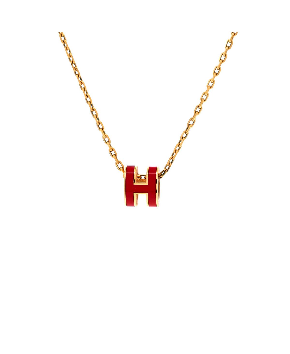 Pre-Owned HERMES Mini Pop H Pendant Chain Necklace Metal and Enamel