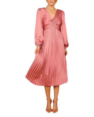  Noelle Twist Front Pleated Midi Dress