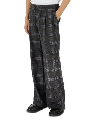 Relaxed Wide Leg Plaid Pants