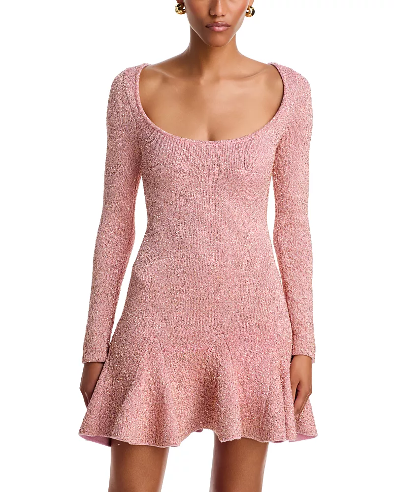 LoveShackFancy Fiorita Embellished Knit Mini Dress