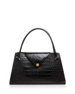 Severine Croc Embossed Leather Top Handle Bag