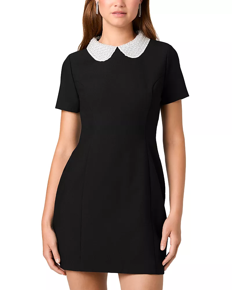 French Connection Shelby Embellished Collar Twill Mini Dress