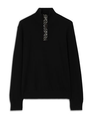 Funnel Neck Half Zip Wool Sweater