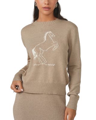 Point Riding Intarsia Horse Crewneck Sweater