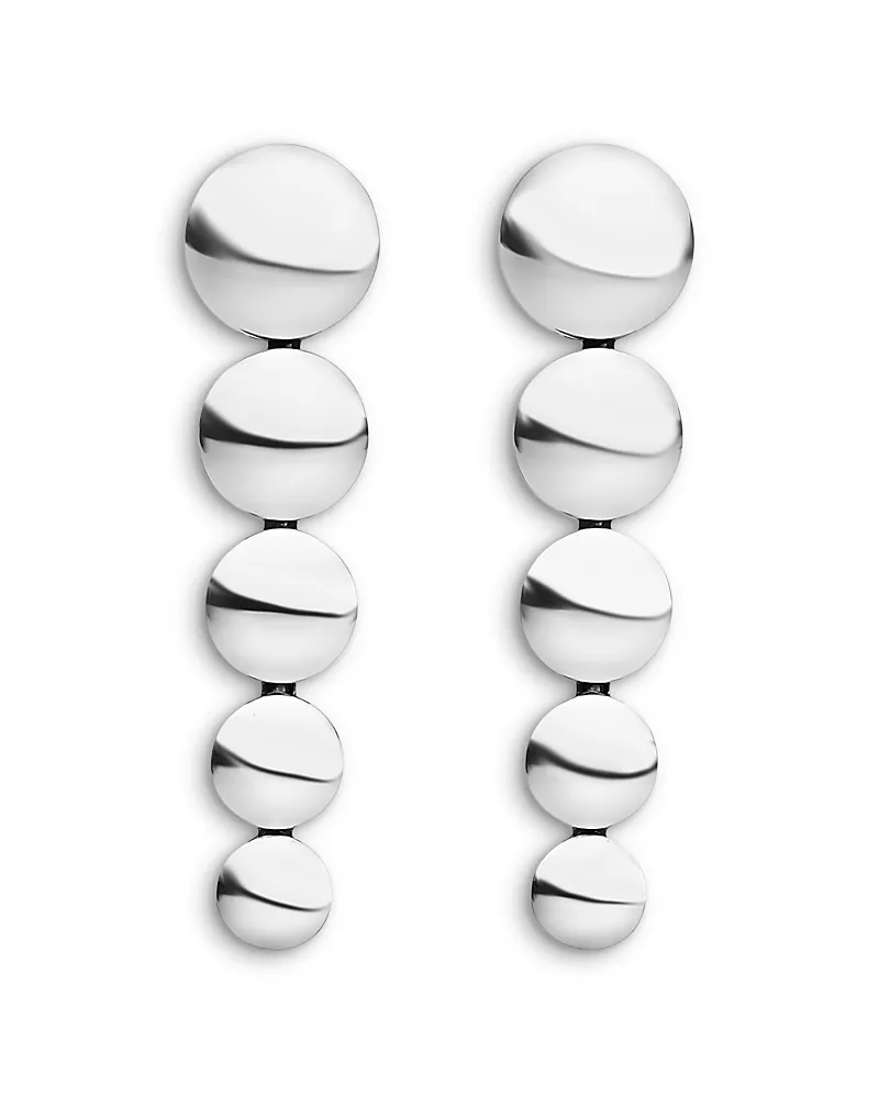 Lagos Sterling Silver Caviar Bubbly Disc Linear Drop Earrings